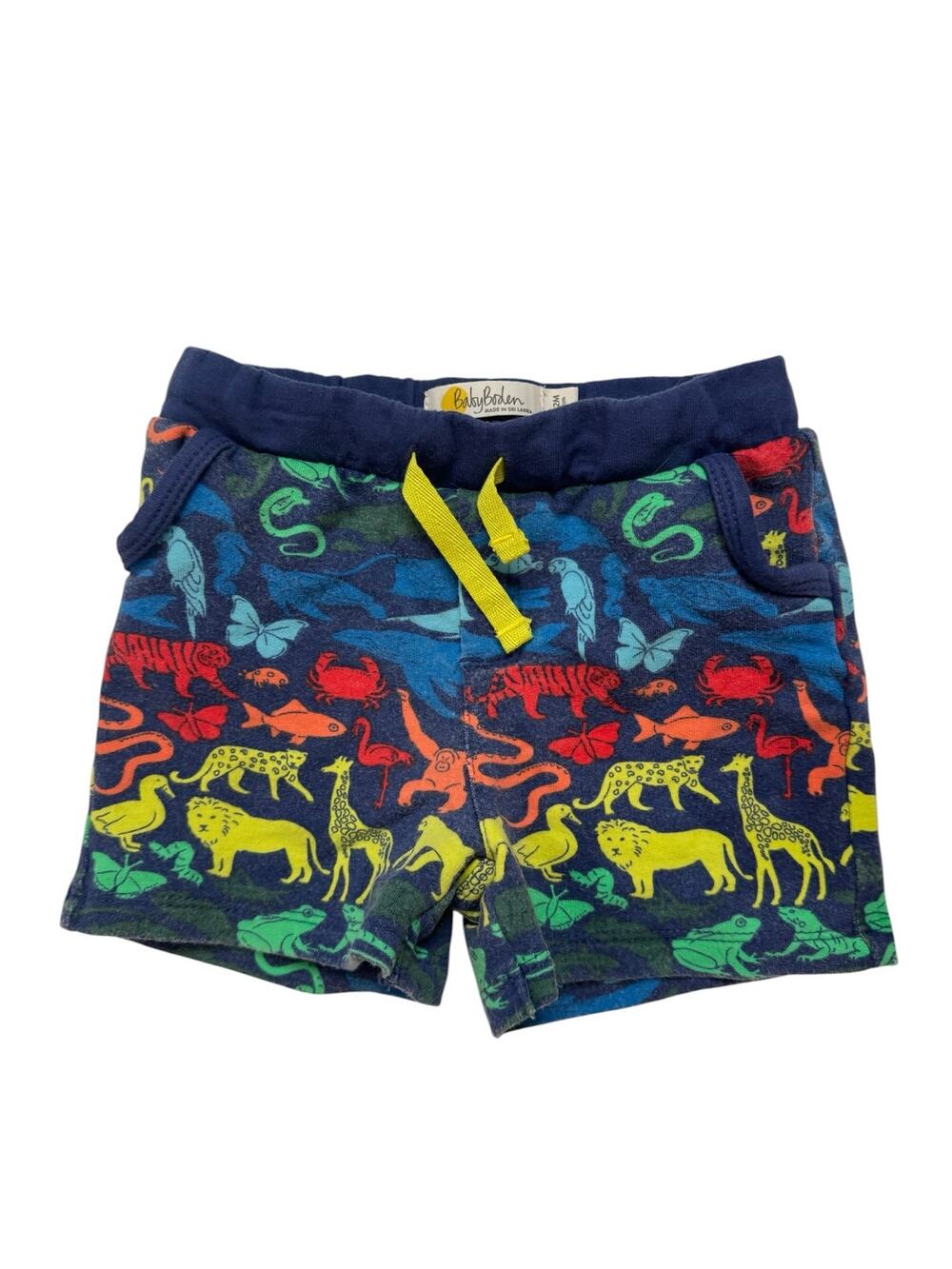 BABY BODEN Rainbow Colorful Animals Terry Shorts 9-12 Months Pull On Unisex